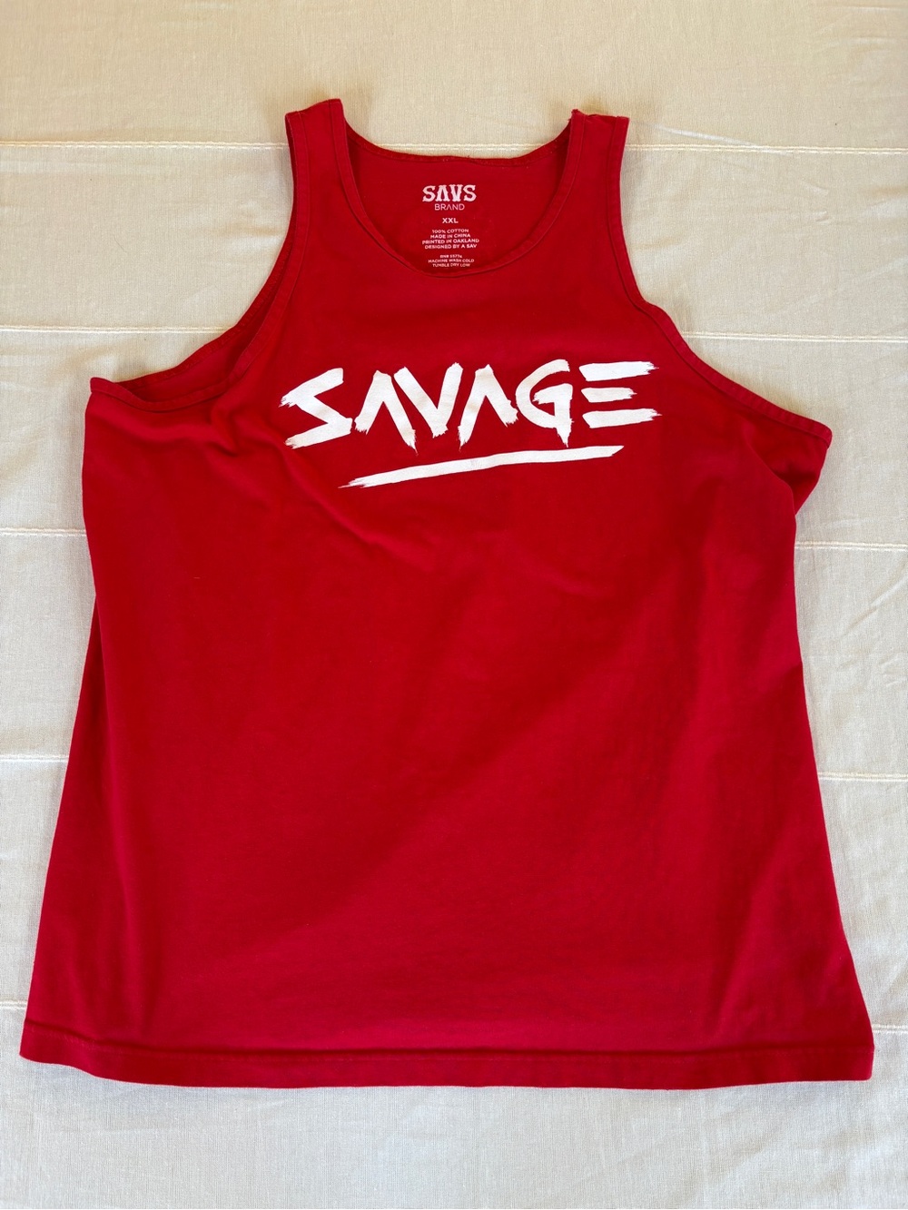 SAVS Savage Graphic Tank Top Red Cotton Sleeveless Shirt Men’s XXL Oakland